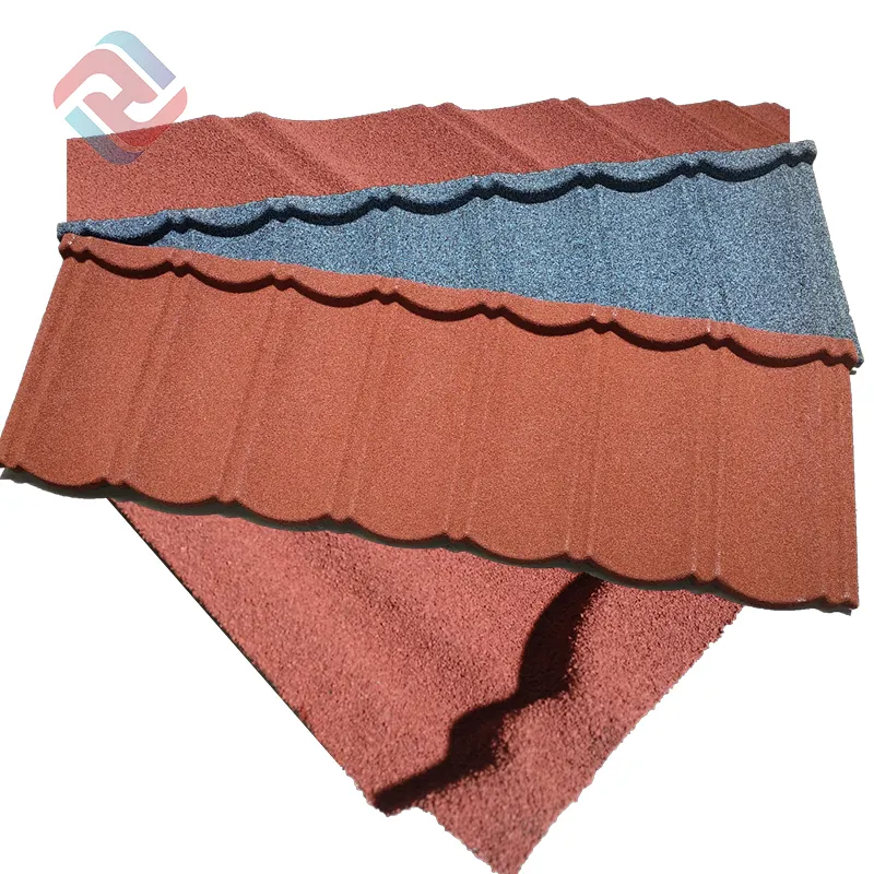 China factory roof tile roofing sheet galvanlume stone color coated metal roof tiles