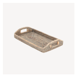 Plateau de service en rotin fait main de qualité supérieure, multifonctionnel, avec poignée en bois de canne naturel, organisateur de table de cuisine pour plateaux décoratifs - Product Image 2