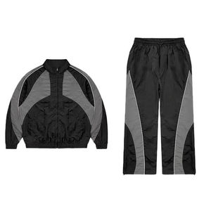 Custom Plain Street wear Nylon <b>Tracksuit</b> Mens High Quality 2-Piece Set Lightweight Baggy Oversized Windbreaker <b>tracksuit</b> - Product Image 1
