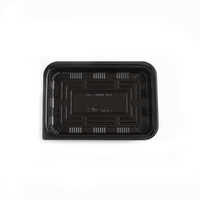 Contenants alimentaires jetables rectangulaires empilables, base noire, couvercle transparent, boîtes en plastique, compatibles micro-ondes et étanches, pour la restauration