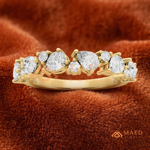 แหวนแต่งงานแบบคลัสเตอร์ประดับมอสซาไนต์ทรงลูกแพร์และทรงกลม ดีไซน์ไม่สมมาตร วัสดุเงินแท้ 925 ชุบทอง 14K รูปทรงหลากหลาย สามารถสวมซ้อนกันได้ - Product Image 4