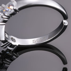 Elegant Geometric <b>Open</b> <b>Ring</b> with Sparkling Cubic Zirconia Stones, Adjustable Luxury Statement Jewelry for Women - Product Image 3