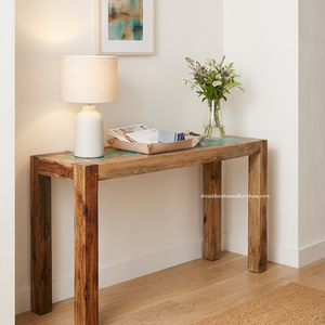 Mesa Consola Rústica de Madera de Teca para Sala de Estar, Entrada, Apartamento, Hotel, Muebles para el Hogar, Madera Reciclada de Barco, Estilo Costero, Venta al por Mayor - Product Image 4