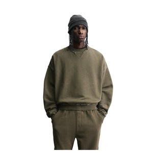 Ensemble jogging décontracté premium à col rond, respirant, 100 % coton, style streetwear vintage, effet usé, deux pièces - Product Image 4