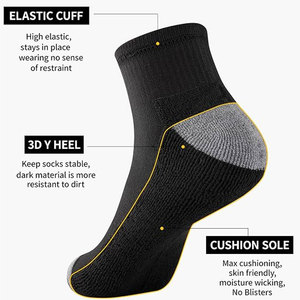 12 paires de chaussettes à cheville rembourrées pour hommes, lot de 12 chaussettes basses confortables, respirantes, décontractées et athlétiques pour un usage quotidien, noires - Product Image 6