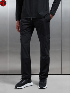 Gray Solid Mid Waist Outdoor <b>Cargo</b> Trousers Men Straight Leg Utility Workwear Travel Drawstring Closure Windbreaker <b>Pant</b> - Product Image 3