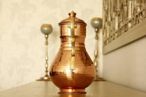 Carafe et pichet à eau en cuivre de style arabe vintage avec couvercle, carafe et bouilloires décoratives en cuivre martelé, service à thé traditionnel - Product Image 5