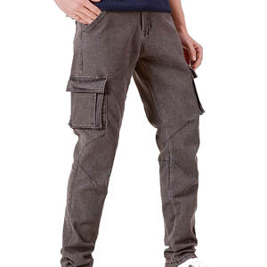 กางเกงยีนส์คาร์โก้ผู้ชาย หลายกระเป๋า ผ้าฝ้าย ทรงตรง กางเกงยีนส์เดนิม เย็บทนทาน ผ้าฝ้ายเดนิม - Product Image 1