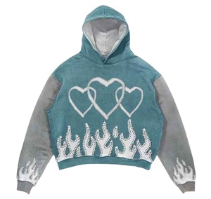 Sudaderas con capucha de algodón 100% para hombre de lavado ácido de peso pesado al por mayor sudaderas de invierno con hombros caídos estilo Streetwear logotipo personalizado liso - Product Image 1