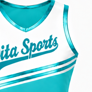Débardeur de cheerleading turquoise sans manches, coupe courte, léger, respirant, pour entraînement d'équipe, vêtement de sport athlétique - Product Image 3