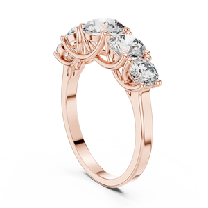 Anillo de Compromiso Art Deco con Cinco Piedras de Moissanita Creada en Laboratorio, Piedras Graduadas, Chapado en Oro Rosa, Acero Inoxidable, Certificado GRA - Product Image 2