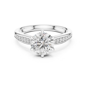 Bague solitaire en diamant de laboratoire rond de 1 à 5 carats, sertie sur 6 griffes, en or massif 18K, 14K, 10K ou argent 925, pour femme, cadeau de mariage raffiné - Product Image 1