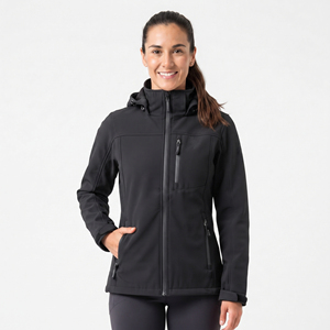 Chaqueta Softshell Impermeable y Cortavientos para Mujer, con Capucha, Bolsillo en el Pecho, Acolchada y Tejida, para Senderismo - Product Image 1