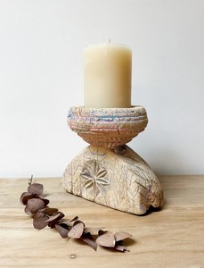 Vintage Wooden Bijni Candle Holder Stand Floral Hand Carved <b>Console</b> <b>Table</b> Coffee <b>Table</b> Entryway Living Room Bedroom Shelf Dining - Product Image 3