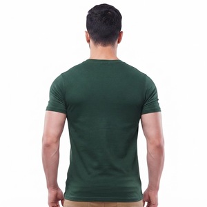 T-shirt vert à manches courtes pour homme, 100 % coton, col rond, coupe ample, jersey décontracté, tissu peigné anti-boulochage, 120 g - Product Image 2