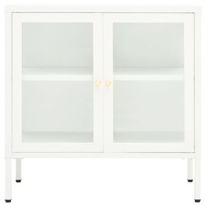 Buffet en acier thermolaqué blanc avec verre trempé, armoires de salon de taille moyenne - Product Image 3