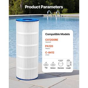 Cartuccia filtro vasca idromassaggio piscina 120 mq Pleatco PA120 compatibile con Hayward CX1200RE per filtri piscina - Product Image 2