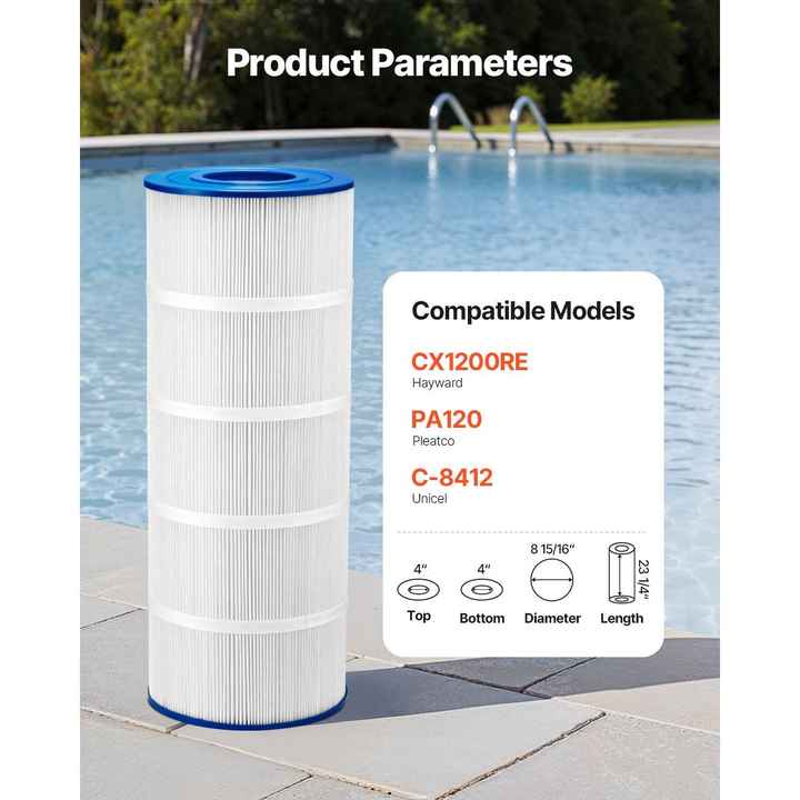 Hot Tub Pool Filter Cartridge 120 Sqft Pleatco PA120 Compatible with Hayward CX1200RE for Pool Filters
