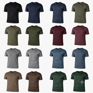 เสื้อยืดคอกลมแขนสั้นผ้าฝ้ายวินเทจสีพื้น รองรับการปรับแต่งลวดลายได้หลากหลาย - Product Image 4