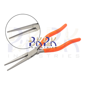 Mors de pince à bec plat extra long L 60mm mâchoires dentelées L 205mm avec ressort et poignées en PVC boîte à bijoux fabrication de bijoux bricolage artisanat utilisation - Product Image 1