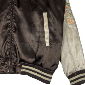 Stylish Casual Sukajan Winter Jacket for Men Lightweight Satin Fabric Trendy Embroidery Stand Collar Front Modern Street Look - Product Image 5