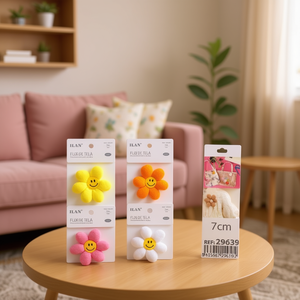 Fleurs en tissu ILAN 7 cm, visage souriant, décoration décorative pour la maison - Product Image 3