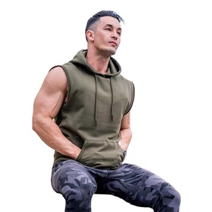 Sudadera con capucha sin mangas para hombre, ropa informal, logotipo personalizado, sudaderas con capucha sin mangas, fabricante de etiqueta privada para hombre, forro polar de algodón de Color sólido - Product Image 4