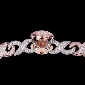 New Luxury <b>Silver</b> Cuban Link Chain Fully Iced D Color VVS Studded Moissanite Diamond Tester for Wedding - Product Image 2