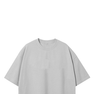 T-shirt en coton uni surdimensionné pour homme, manches courtes, col rond, décontracté, couleur unie, jersey tricoté, coupe régulière, longueur normale - Product Image 4