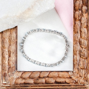 Wholesale 925 Sterling <b>Silver</b> Natural Oval Blue Topaz Prong Set Tennis <b>Bracelet</b> Memoria Jewels - Product Image 3