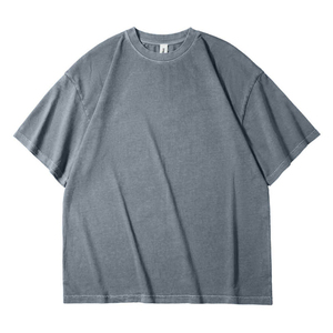 T-shirts décontractés pour hommes en coton 100% de marque, effet délavé, coupe oversize, couleur unie, tendance, grandes tailles - Product Image 1