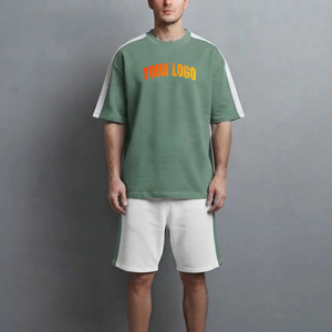 Conjunto de camiseta y pantalones cortos transpirables para hombre, de dos tonos, de secado rápido, de manga corta, corte holgado, informal, para hombre. - Product Image 5
