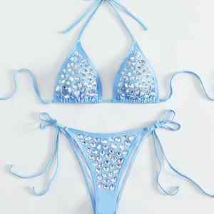 Best Quality & Quick Dry Custom Women Beach Wear Crystal Rhinestone <b>Bikini</b> <b>Set</b> Sexy Diamond Swimsuit For All Sizes - Product Image 5