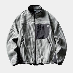 Men Fleece <b>Zip</b> <b>Up</b> <b>Jacket</b> Outdoor Pattern Sherpa Style Streetwear Warm Winter <b>Jacket</b> Custom Logo OEM Private Label Manufacturer - Product Image 3