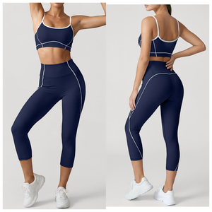 Ensemble de yoga solide Premium-Feel pour femme avec soutien-gorge rembourré intégré, débardeur professionnel pour Pilates, fitness, course à pied, vêtements de sport, exercice - Product Image 3