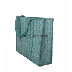 Women's Quilted 100% Cotton Handprinted Floral Large Multicolor Long Handle Eco-Friendly Tote <b>Bag</b> From Rajasthan - Product Image 1