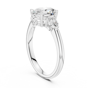 Anillo de Compromiso de Moissanita de Diseño Moderno Vinson Project, Corte Ovalado en el Centro, Gemas Laterales en Forma de Pera, Acero Inoxidable, Chapado en Oro de 18K, GRA - Product Image 4