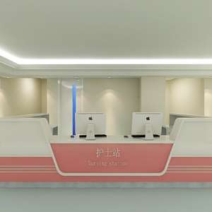 बुटीक क्लिनिक अस्पताल एल आकार के रिसेप्शन डेस्क गुलाबी और सफेद के साथ - Product Image 6