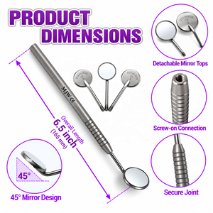 Espejo Bucal Dental de Acero Inoxidable MJW con 3 Cabezas Adicionales — 45 °   Instrumento de Diagnóstico para Examen Intraoral Angulado - Product Image 5