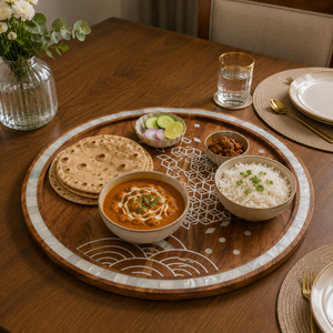 Luxury Ramadan 2022 Mother of Pearl Wood Craft Serving Tray | Eid Decor Home Decoration Chocolate Serving Kitchenware Tray <b>Gift</b> - Product Image 2