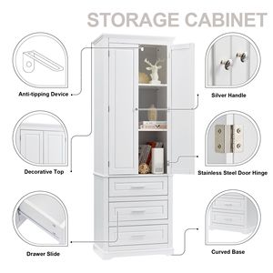Armadio Alto Portadocumenti con Tre Cassetti per Bagno o Ufficio - Product Image 4