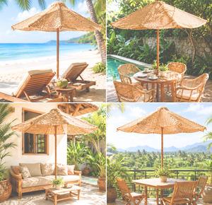 Sombrilla Moderna de Fibra de Coco para Exteriores, Parasol Tropical Natural, Impermeable, Ligera, Eco2go Vietnam, Muebles de Playa para Exteriores - Product Image 4