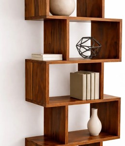 Wholesale Modern <b>Solid</b> Wood Bookshelf Zigzag <b>Wooden</b> Display Rack Free Standing Organizer for Living Room | Pindel Handicraft - Product Image 6