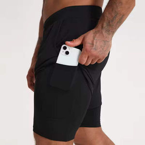 กางเกงขาสั้นออกกำลังกายแห้งเร็วสำหรับผู้ชาย กางเกงสามส่วนสองชั้นป้องกันแสงสะท้อน กางเกงวิ่งพิมพ์ลาย - Product Image 6