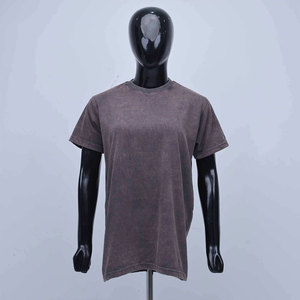 T-shirt unisexe personnalisé en coton à col rond, délavé à l'acide, couleur unie, coupe ample, décontracté, manches courtes, teint uni, effet délavé à l'acide - Product Image 5