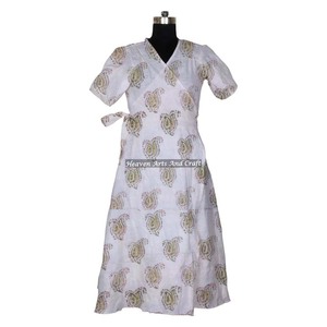 100% coton imprimé fleuri peignoir été Kimono Style Robe avec cravate à la taille doux plage Kimono longueur au genou - Product Image 6