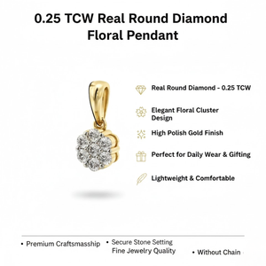 Colgante con forma floral de diamantes redondos reales de 0.25 TCW sin cadena |   Joyería de Oro con Diseño de Flores Agrupadas para Mujer, Regalo para Uso Diario - Product Image 5