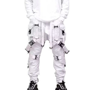 Pantalon Cargo Techwear Blanc Homme 2026 Multi-Poches Bretelles Tactiques Boucles Streetwear Joggers Hip Hop Urbain Style Cyberpunk - Product Image 1