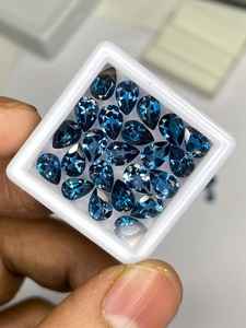 Lot de pierres précieuses naturelles en topaze bleue de Londres facettées, forme poire, de 6x4mm à 10x12mm, pour la création de bijoux - Product Image 5