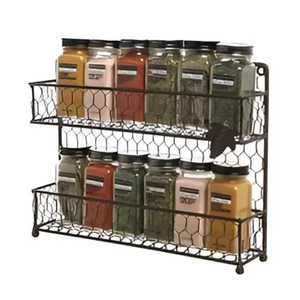 Luxury Rose Gold 2 Tier Spice Rack Geometric Metal <b>Wire</b> Kitchen Countertop Storage Organizer Seasoning Bottle Holder <b>Shelf</b> - Product Image 4